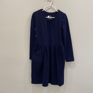 Primary long sleeve cotton dress with pockets navy